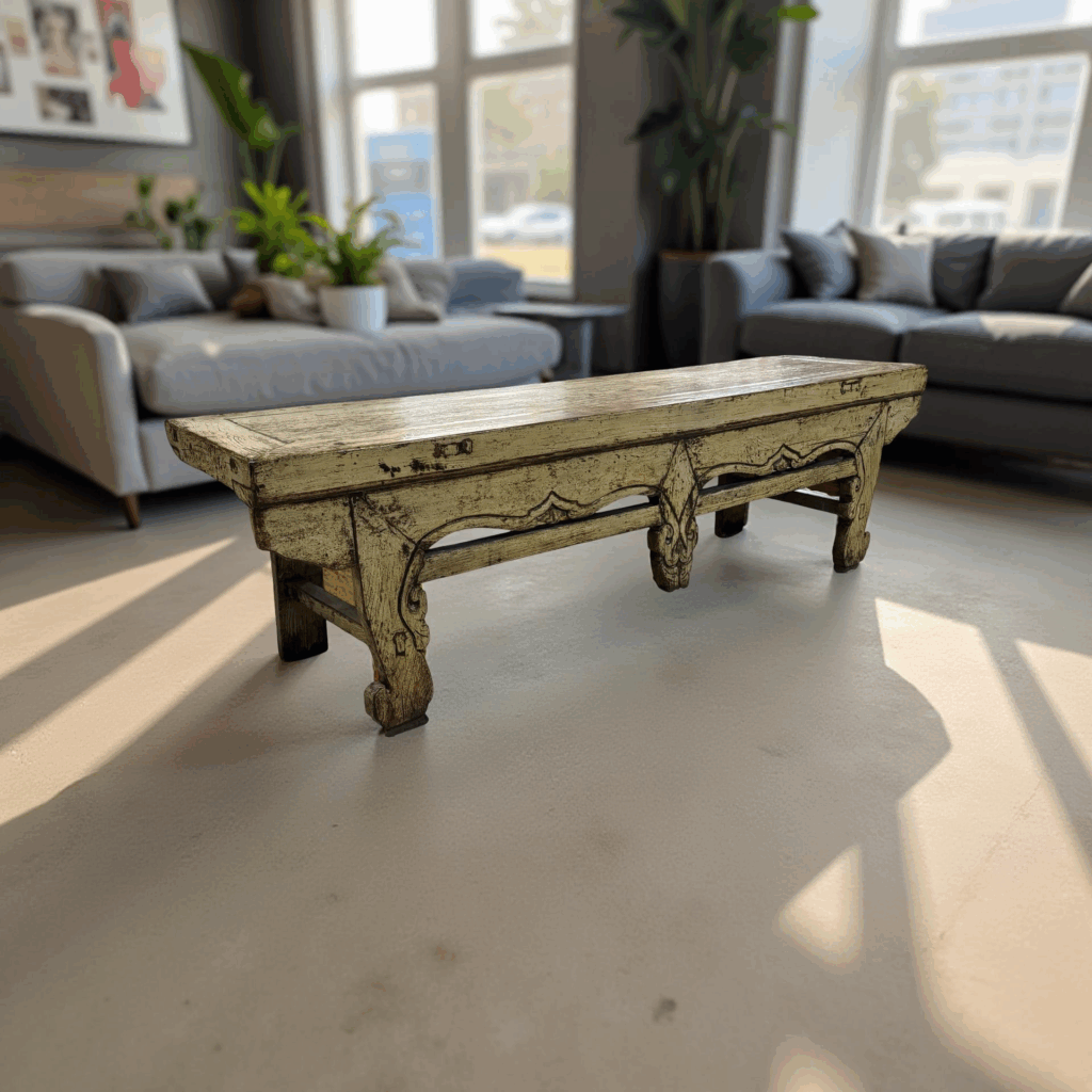 Wandtafel laag creme/geel 183x49x53