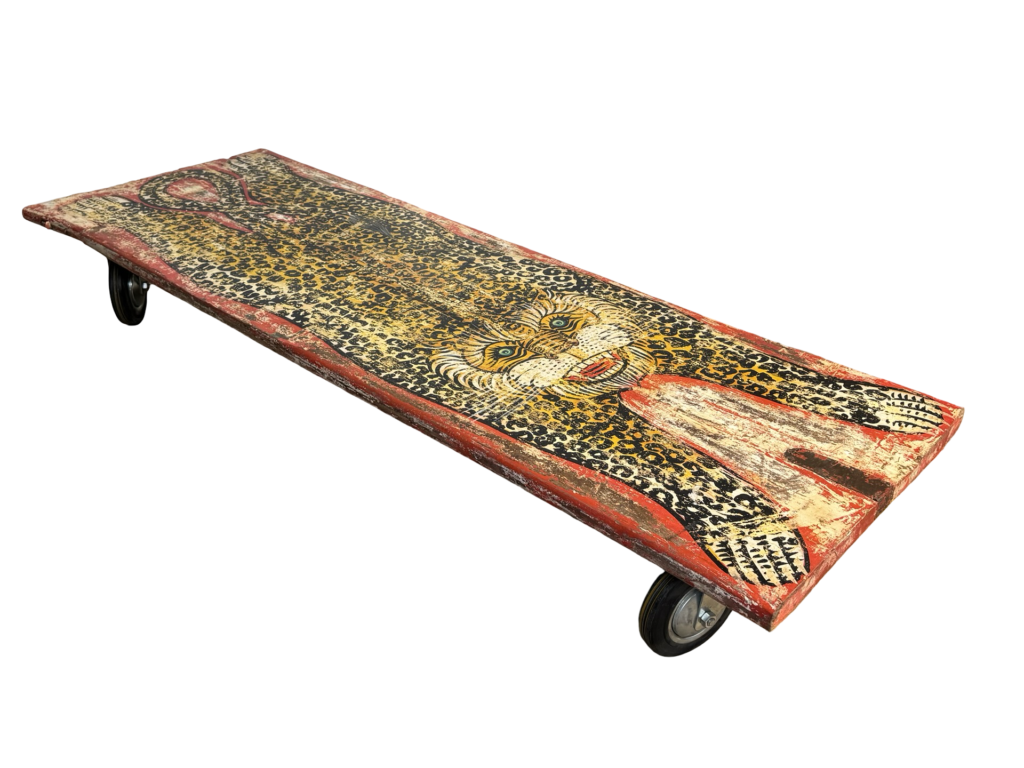 Paneel Salon hout beschilderd tijger  B60cm D173cm H23cm