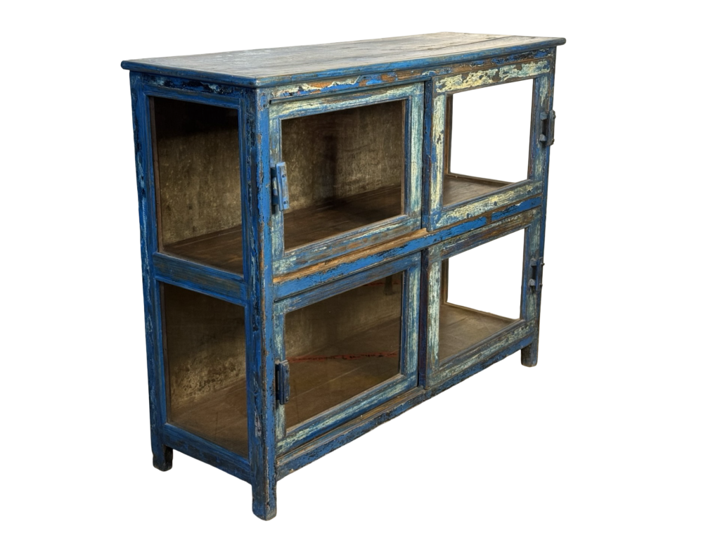 Glaskast 2dr blauw orig 123x42x100