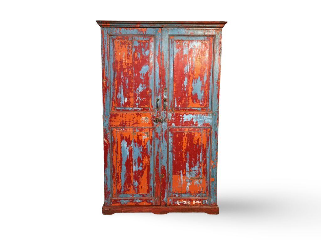 Kast 2dr rood/oranje/blauw 118x49x187