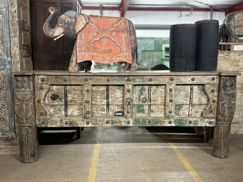 Console snijw. Antiq/f groen 220x43x90