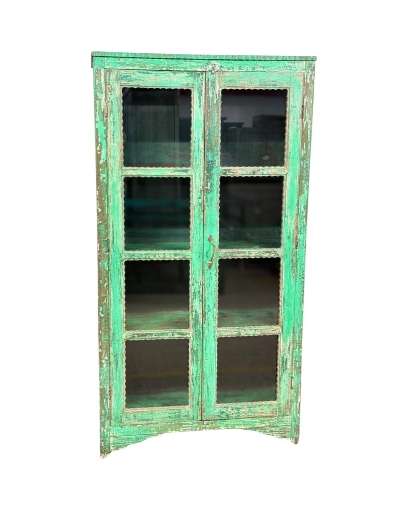 Kast 2dr glas groen/f 91x33x170