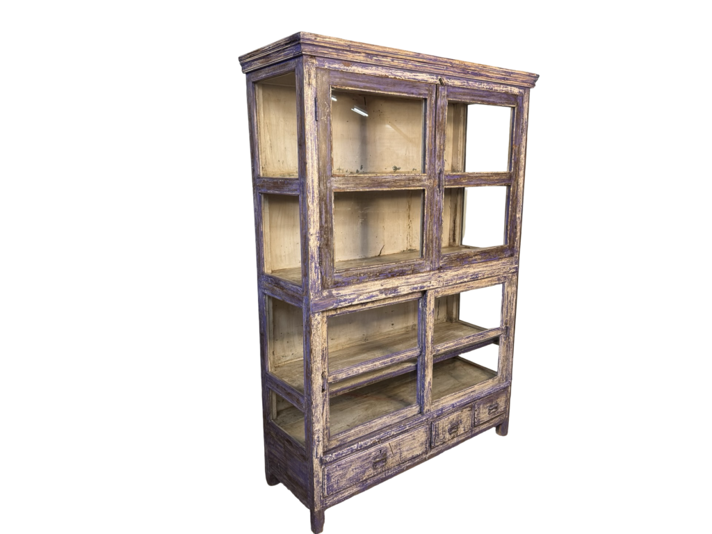 Glaskast 4dr 3la paars/bl 139x49x198