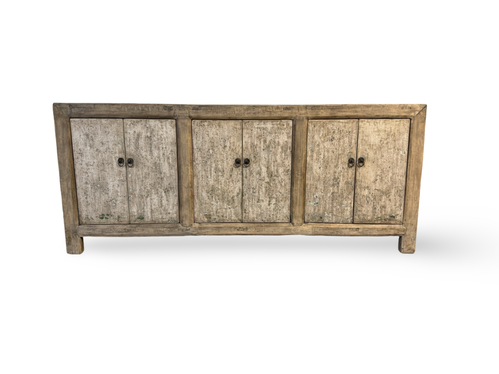 Dressoir 6dr naturel + wit deuren 222x44x94