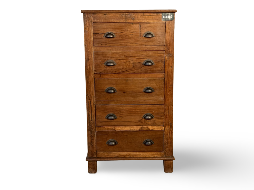 Ladekast 5la a/f brass handle 70x42x126