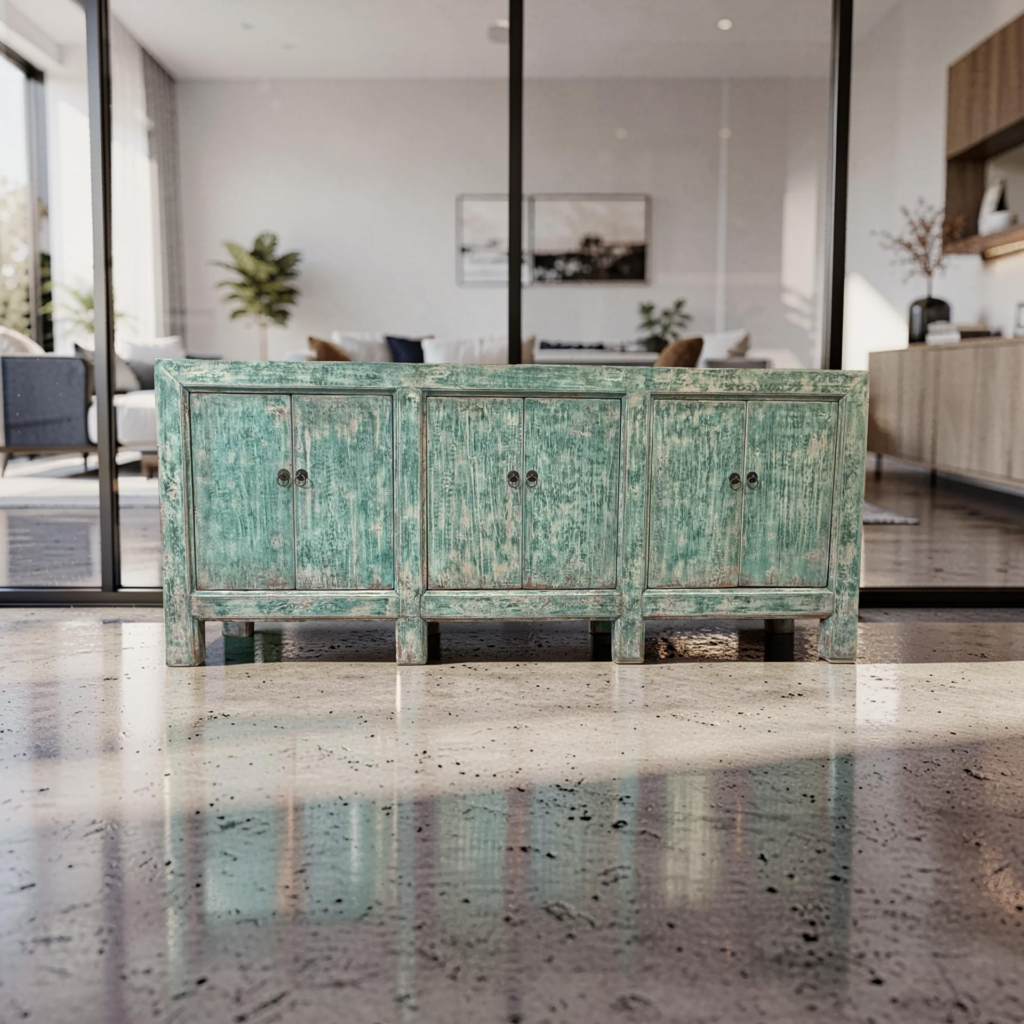 Dressoir 6dr turquoise 221x44x95