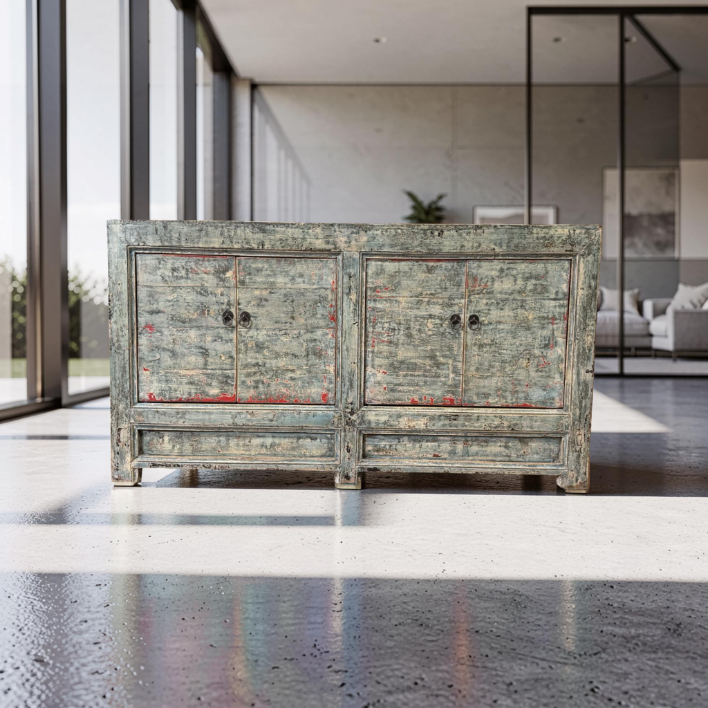 Dressoir 4dr blauw 166x45x90