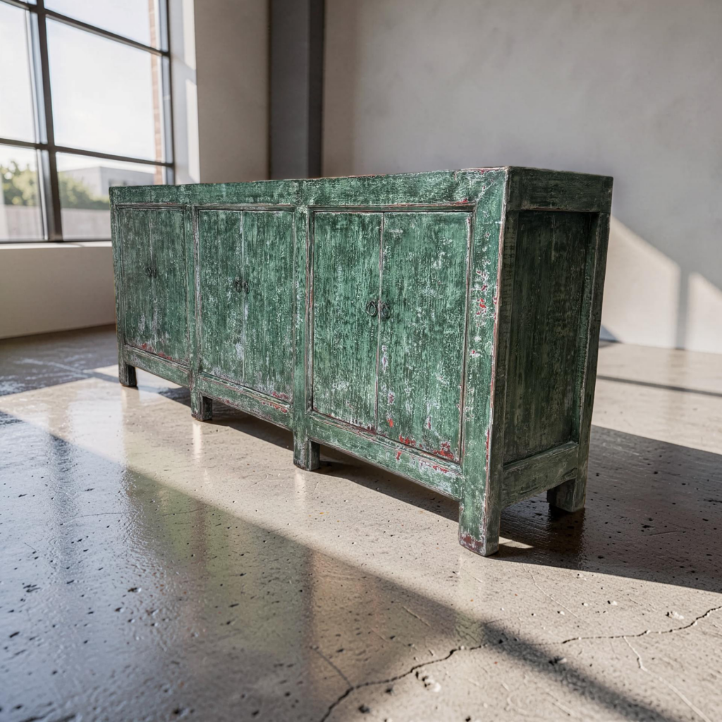 Dressoir 6dr groen lak 223x45x94