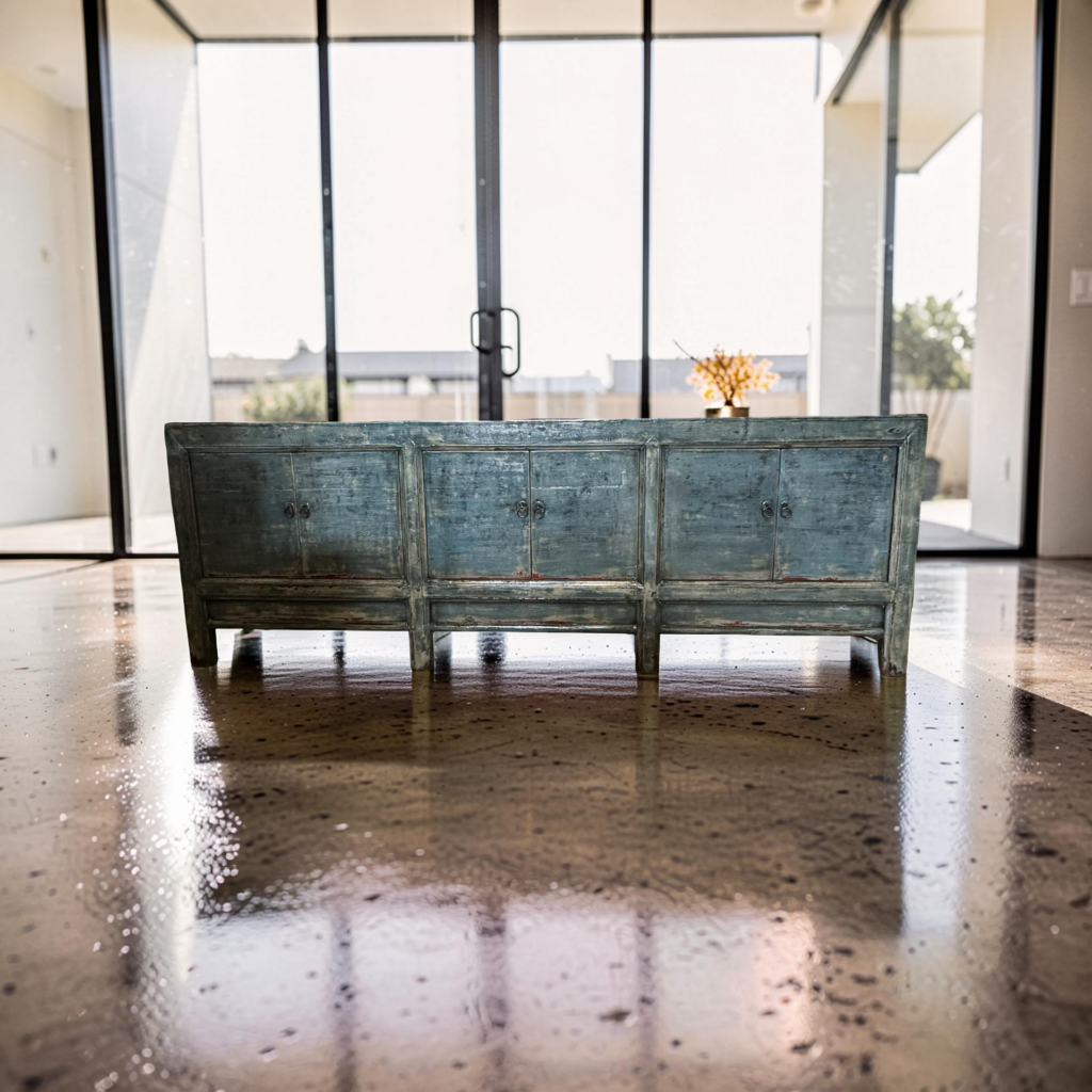 Dressoir 6dr blauw glans 256x45x92