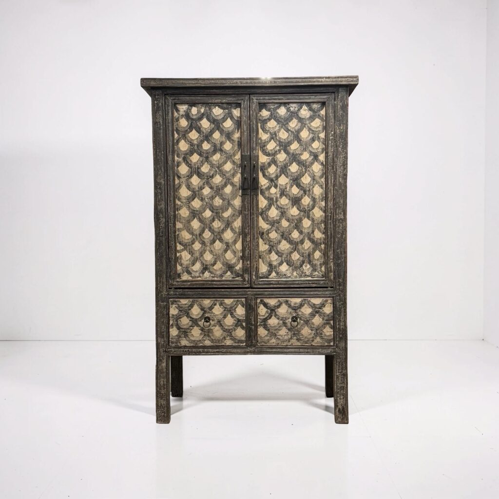 Kast 2dr 2la zwart/beige 117x60x190