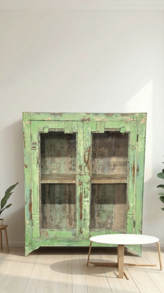Glaskast 2dr groen laag 72x27x86